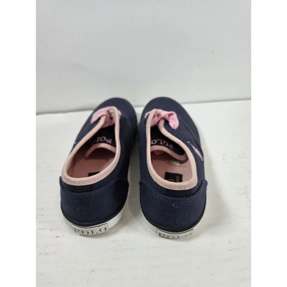 Polo‎ Ralph Lauren Faxon X Low-Top Canvas Sneaker Navy + Pink CHILD Size 2